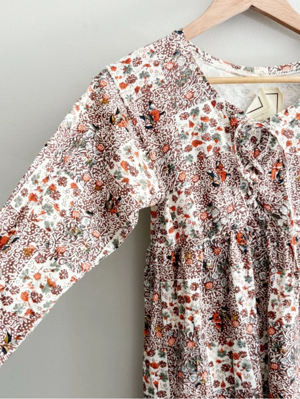 Vintage 90s Patchwork Floral Babydoll Dress Small